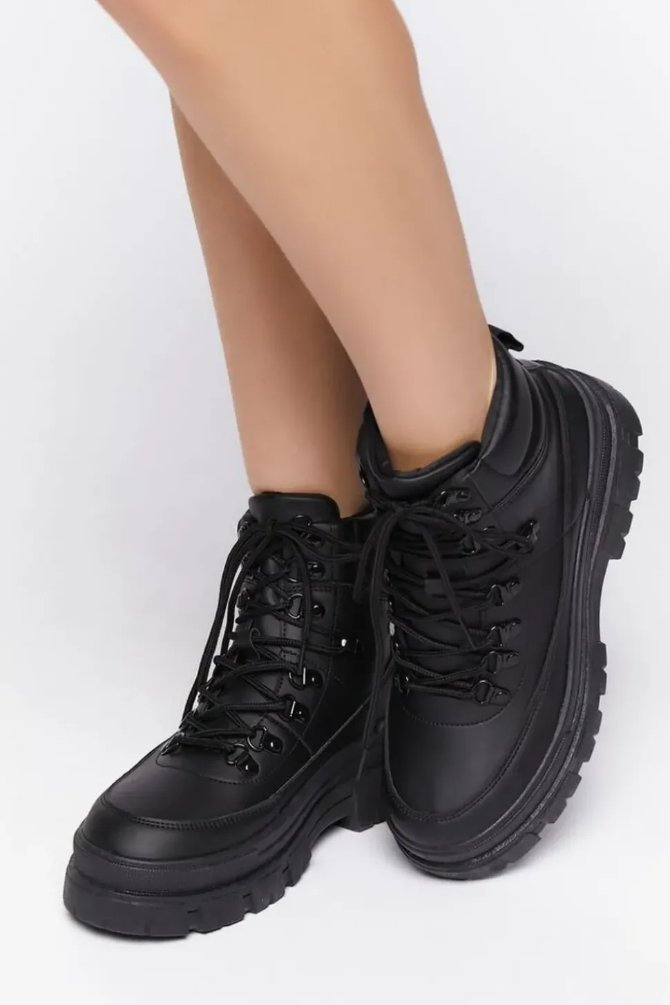 Faux Leather Lug-Sole Booties