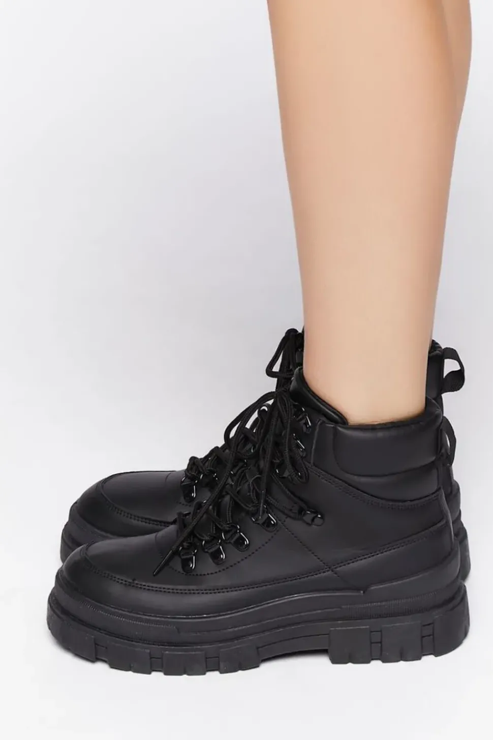 Faux Leather Lug-Sole Booties