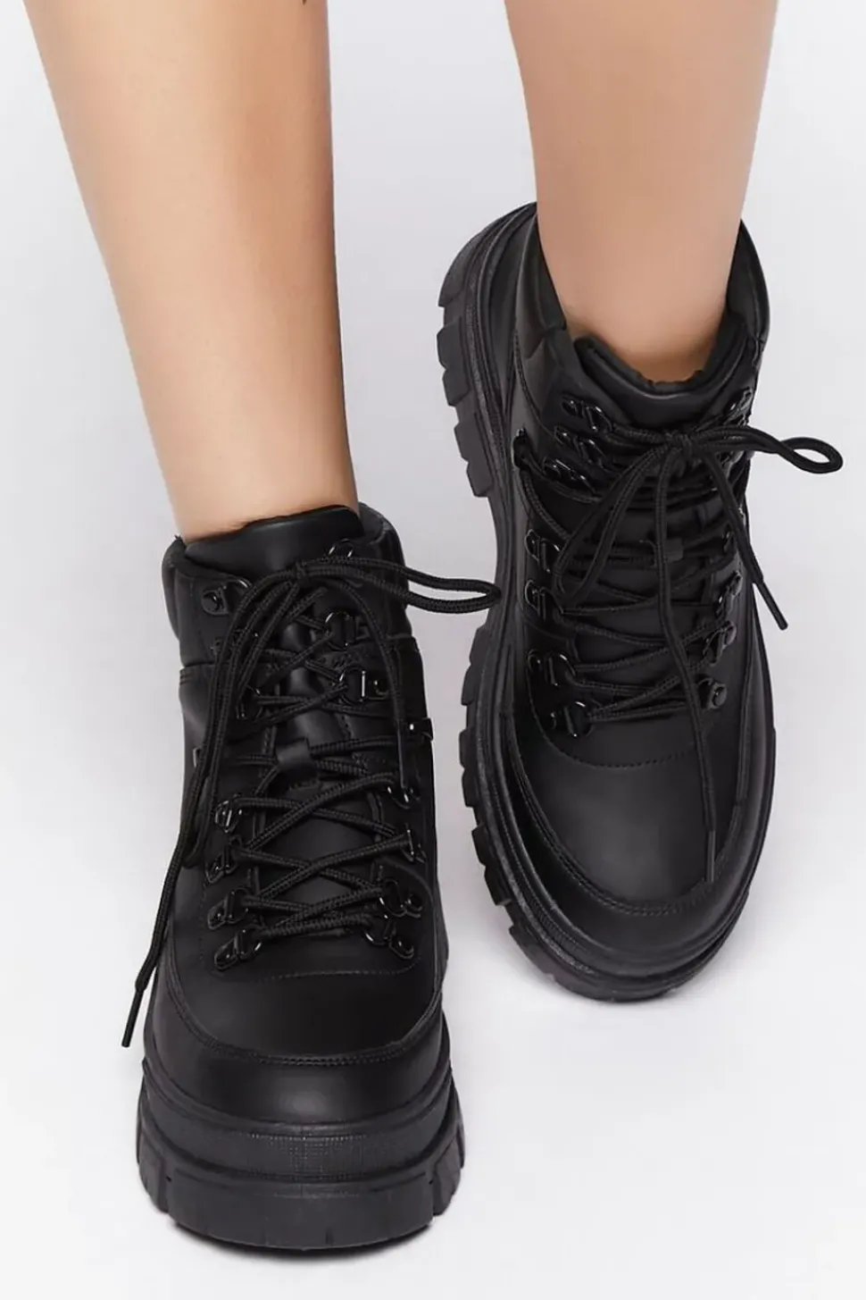 Faux Leather Lug-Sole Booties