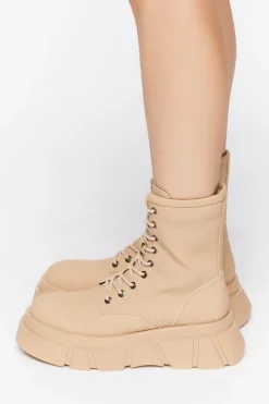 Faux Leather Lug-Sole Combat Boots