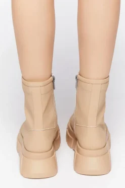 Faux Leather Lug-Sole Combat Boots
