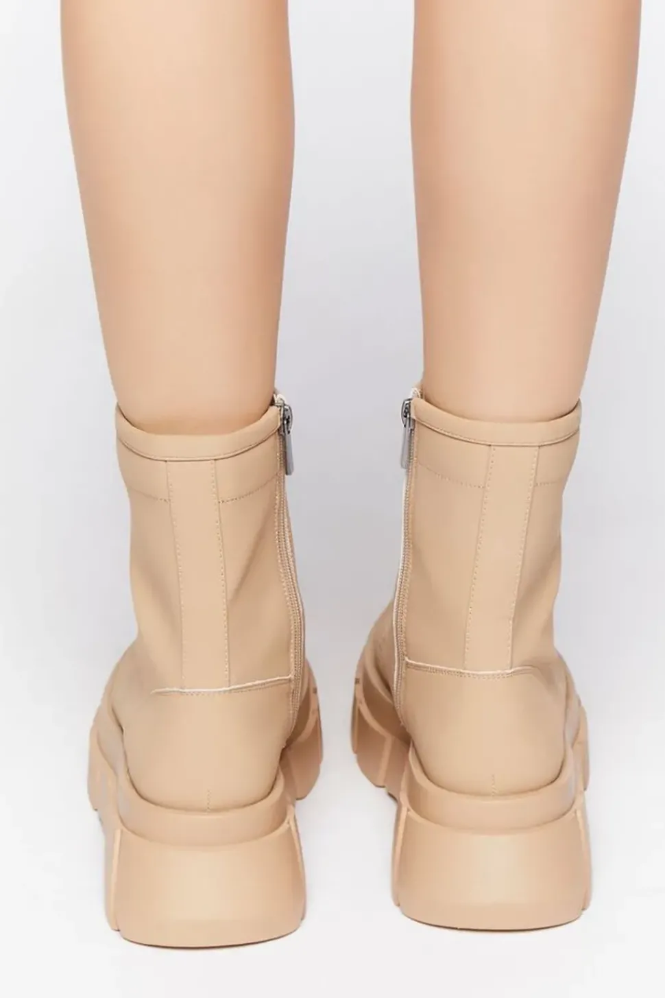 Faux Leather Lug-Sole Combat Boots