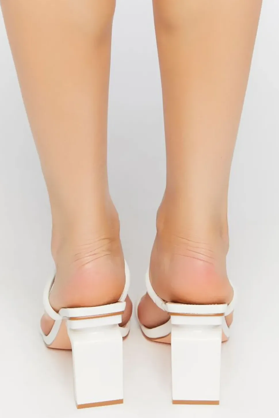 Faux Leather Open-Toe Block Heels