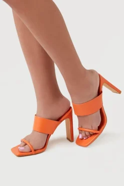 Faux Leather Open-Toe Block Heels