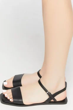 Faux Leather Open-Toe Sandals