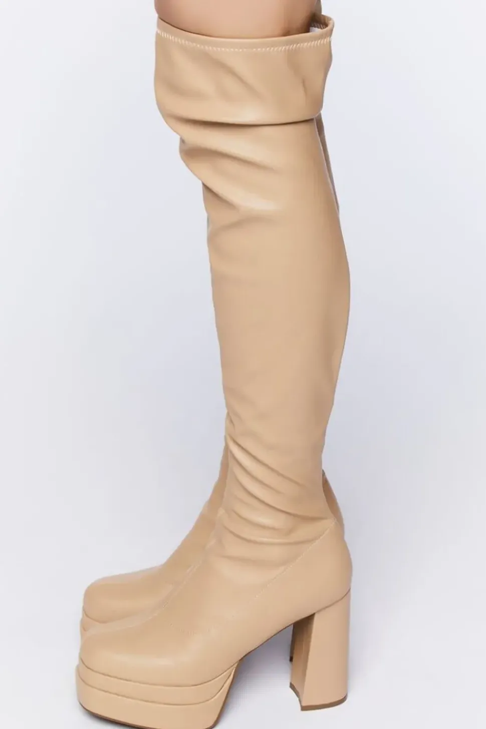 Faux Leather Over-The-Knee Platform Boots