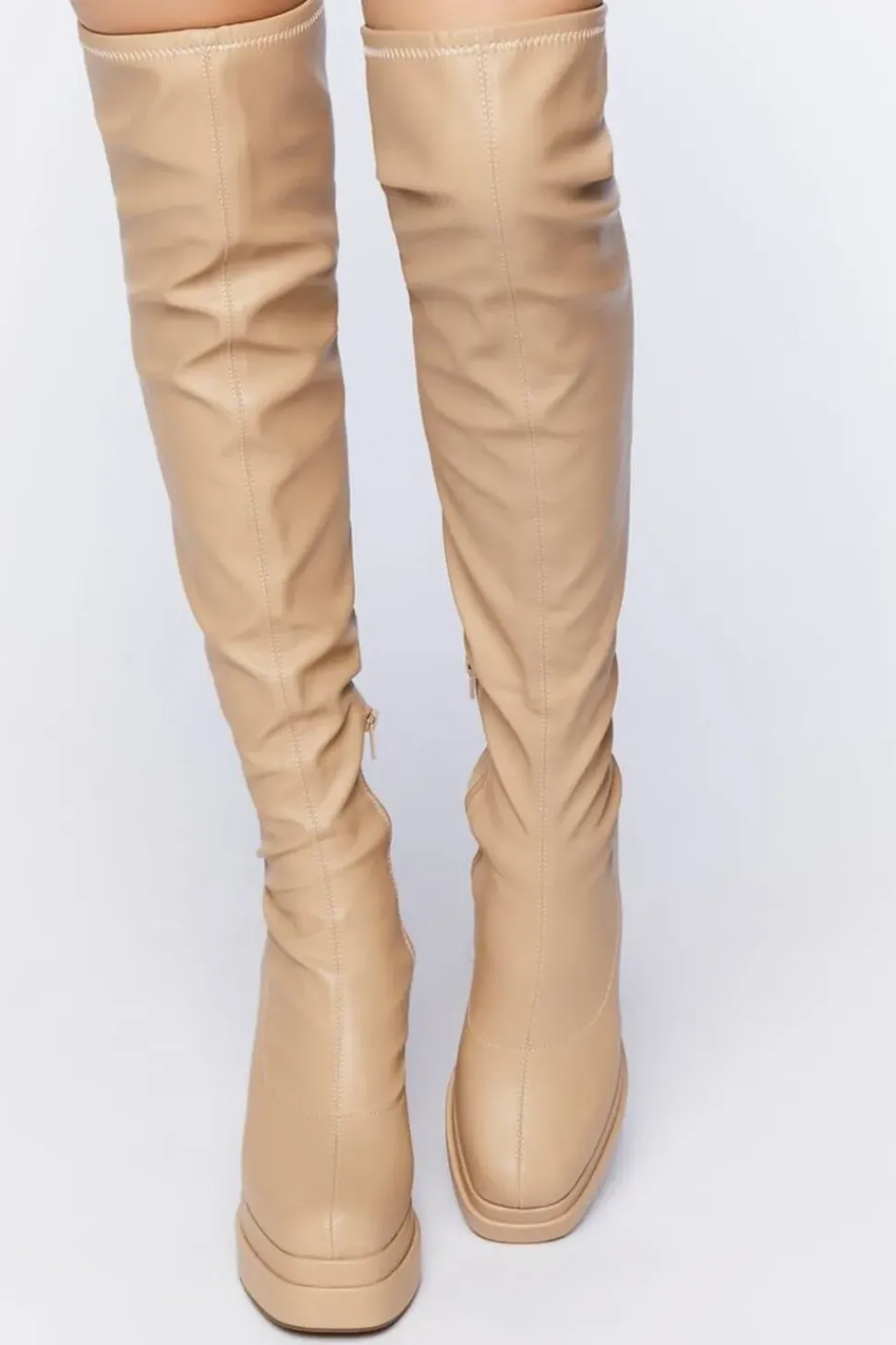 Faux Leather Over-The-Knee Platform Boots