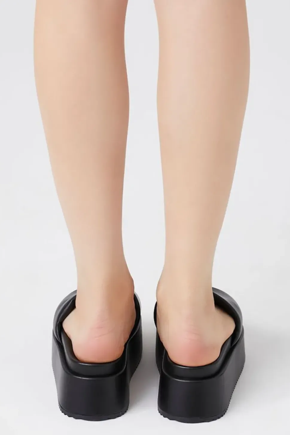 Faux Leather Platform Slides