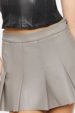 Faux Leather Pleated Mini Skirt