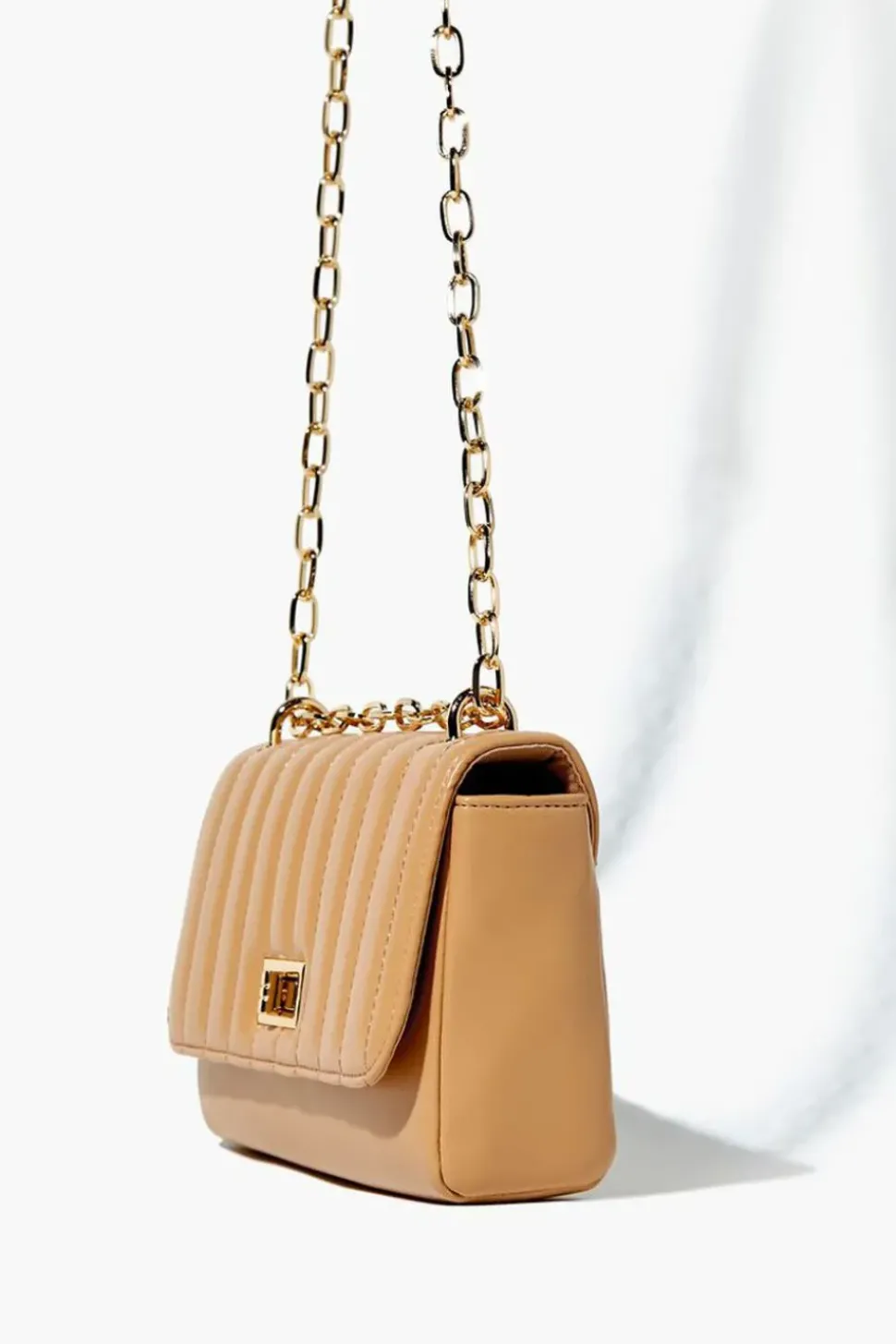 Faux Leather Quilted Chain Crossbody Bag