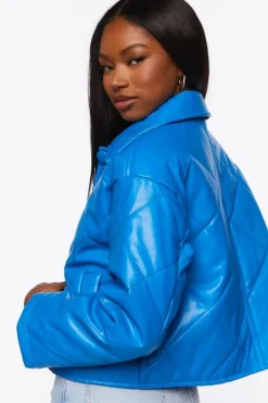 Faux Leather Quilted Jacket
