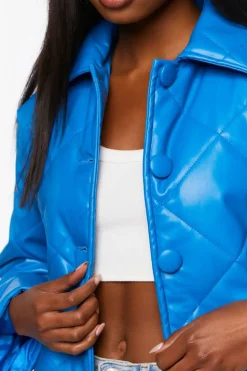 Faux Leather Quilted Jacket