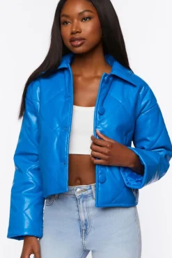 Faux Leather Quilted Jacket