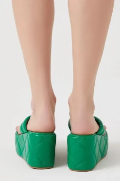 Faux Leather Quilted Wedges