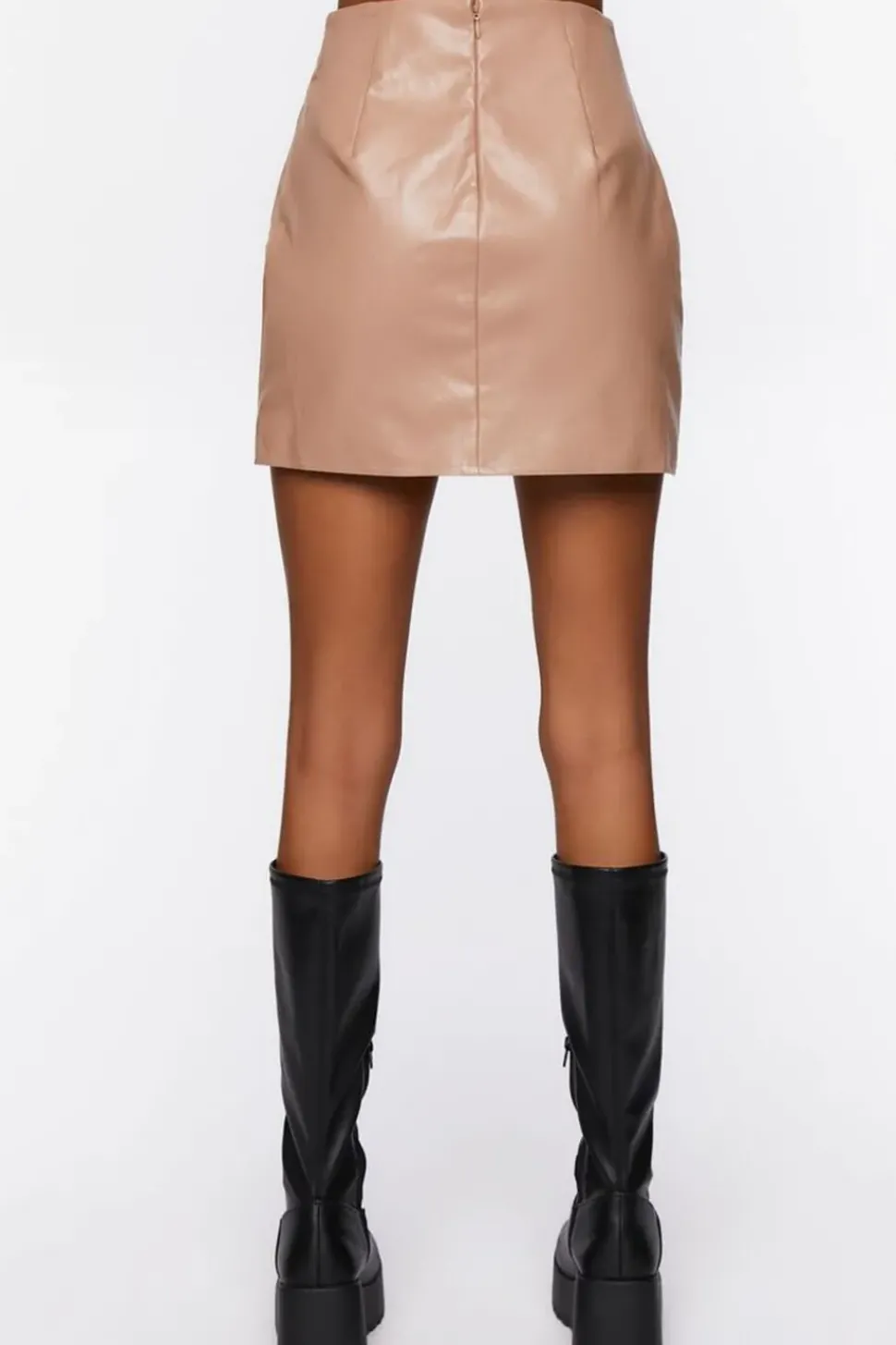 Faux Leather Ruched Mini Skirt