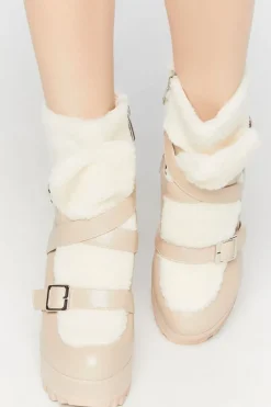 Faux Leather & Shearling Booties