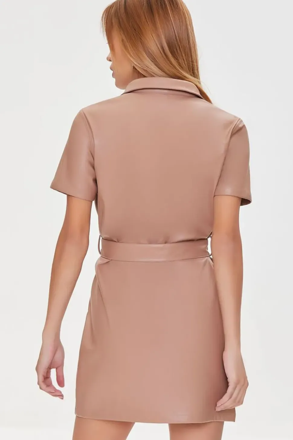 Faux Leather Shirt Dress