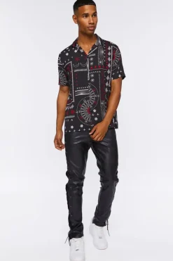 Faux Leather Side Lace-Up Pants
