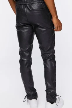 Faux Leather Side Lace-Up Pants
