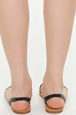 Faux Leather Slingback Sandals