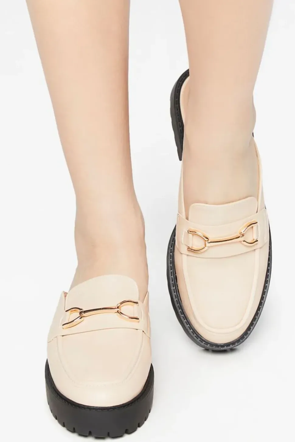 Faux Leather Slip-On Lug-Sole Oxfords
