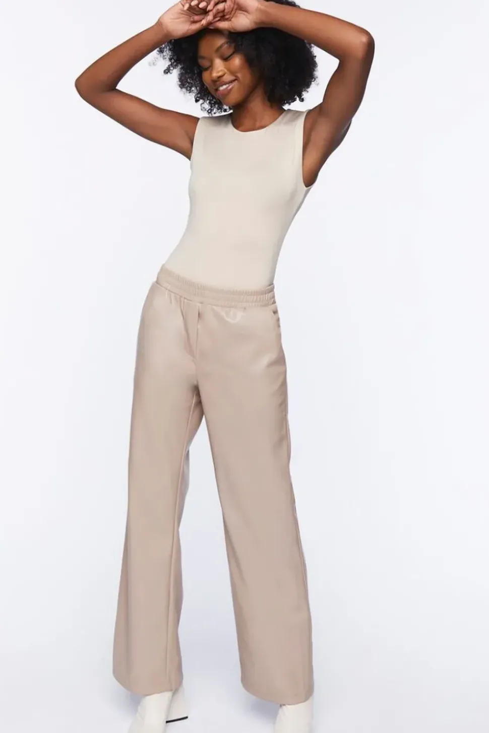 Faux Leather Straight-Leg Pants