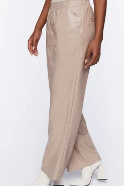 Faux Leather Straight-Leg Pants