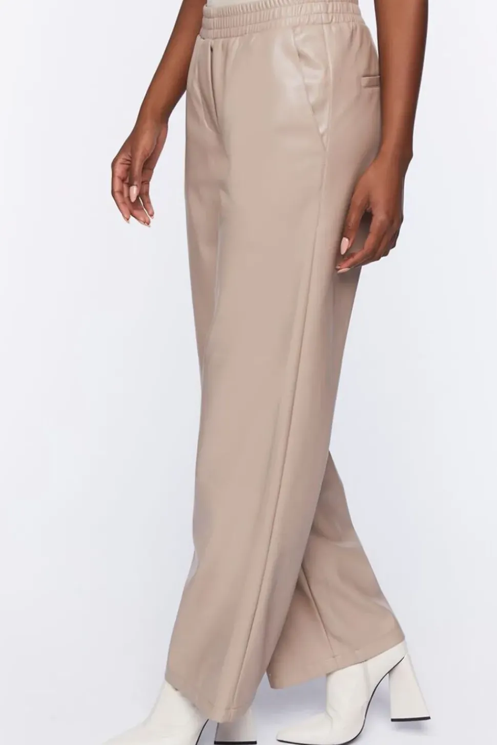 Faux Leather Straight-Leg Pants