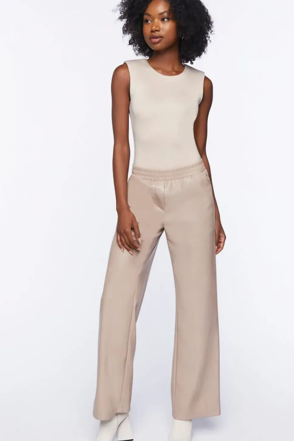 Faux Leather Straight-Leg Pants