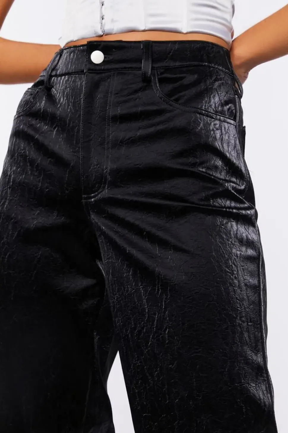 Faux Leather Straight-Leg Pants