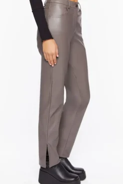 Faux Leather Straight-Leg Pants