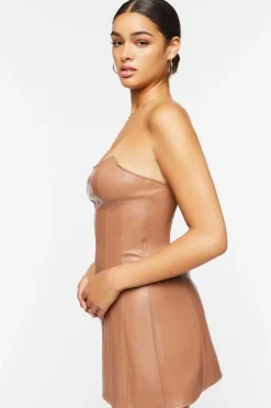 Faux Leather Strapless Mini Dress