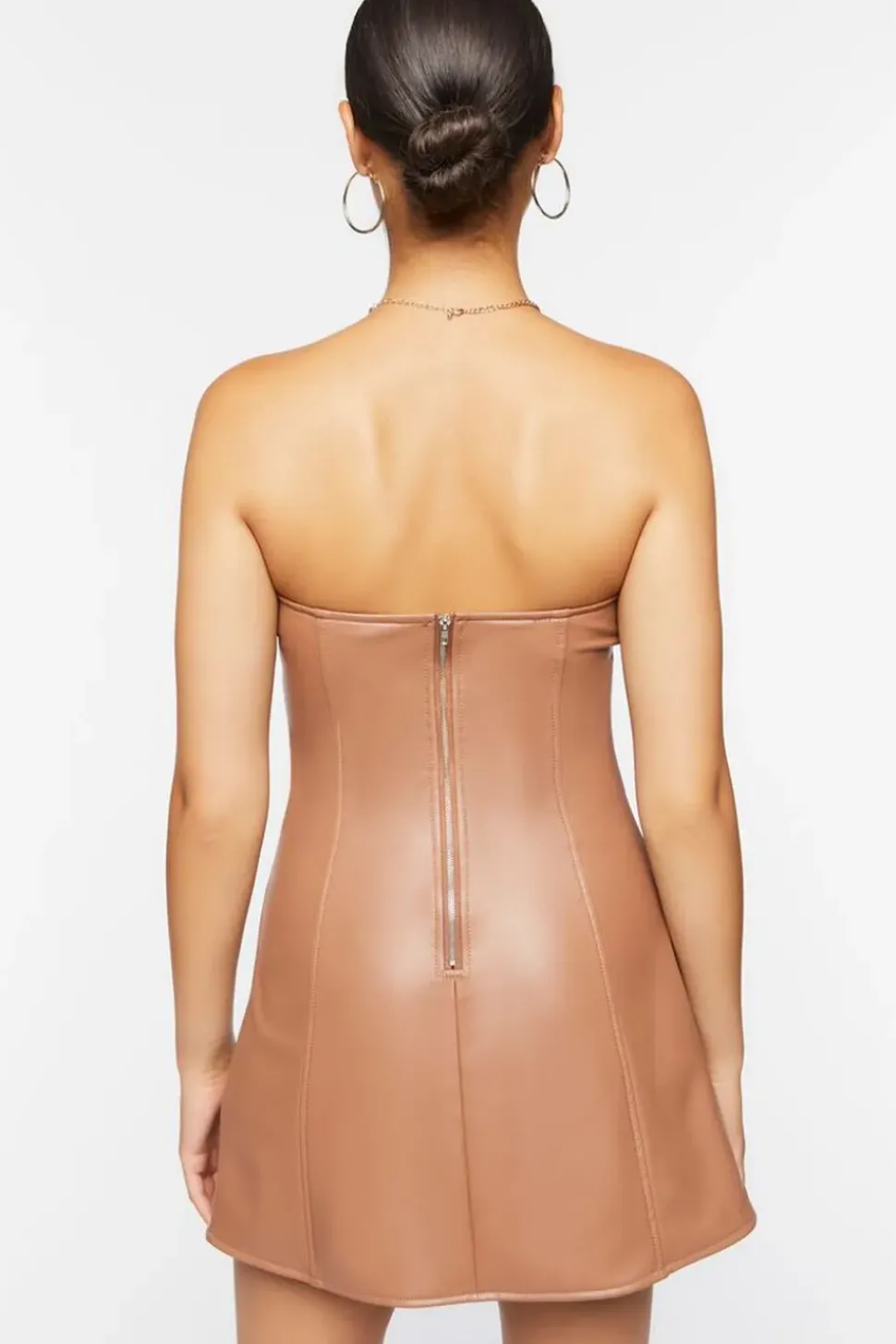 Faux Leather Strapless Mini Dress