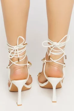 Faux Leather Strappy Chain Heels
