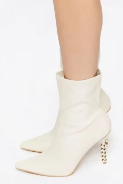 Faux Leather Studded Heel Booties