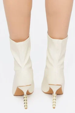 Faux Leather Studded Heel Booties