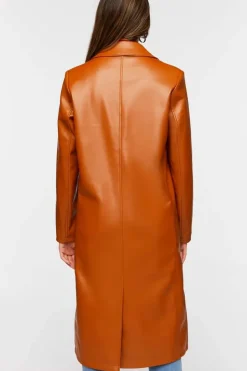 Faux Leather Trench Coat