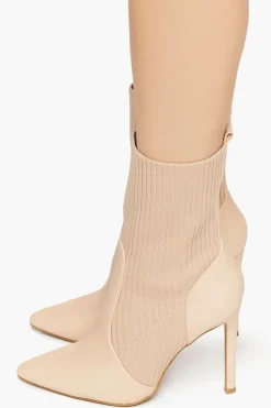 Faux Leather-Trim Sock Booties
