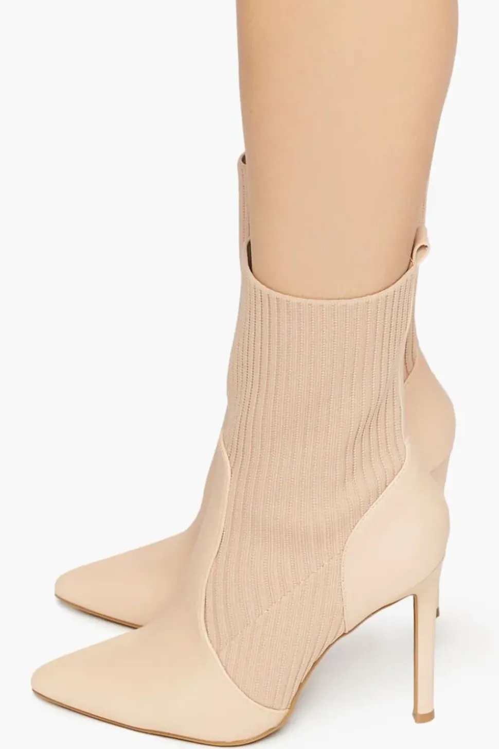 Faux Leather-Trim Sock Booties