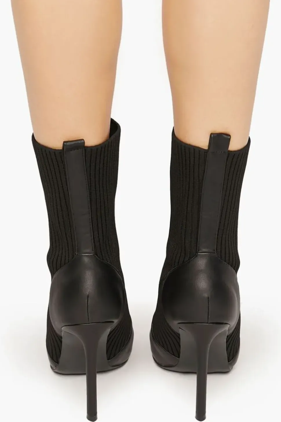 Faux Leather-Trim Sock Booties