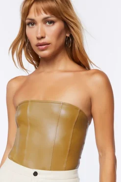 Faux Leather Tube Bodysuit