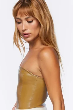 Faux Leather Tube Bodysuit