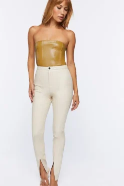 Faux Leather Tube Bodysuit