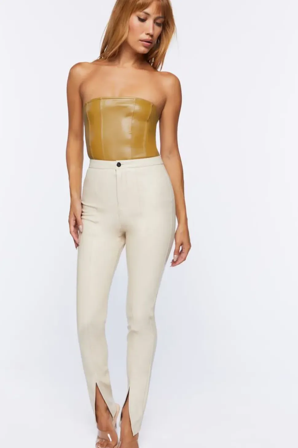 Faux Leather Tube Bodysuit