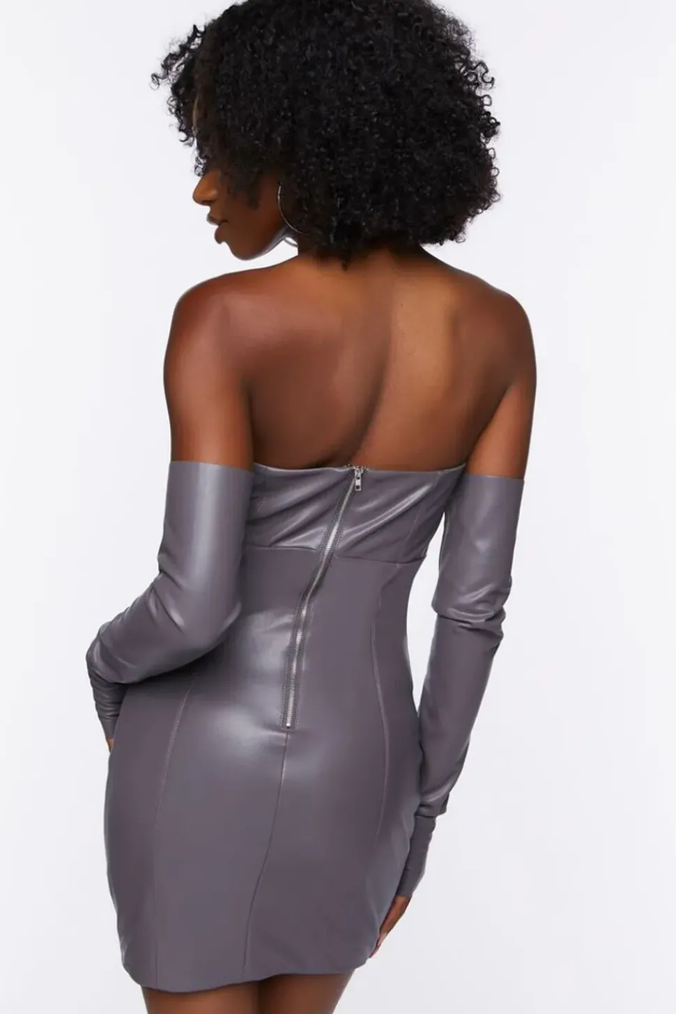 Faux Leather Tube Dress & Glove Set