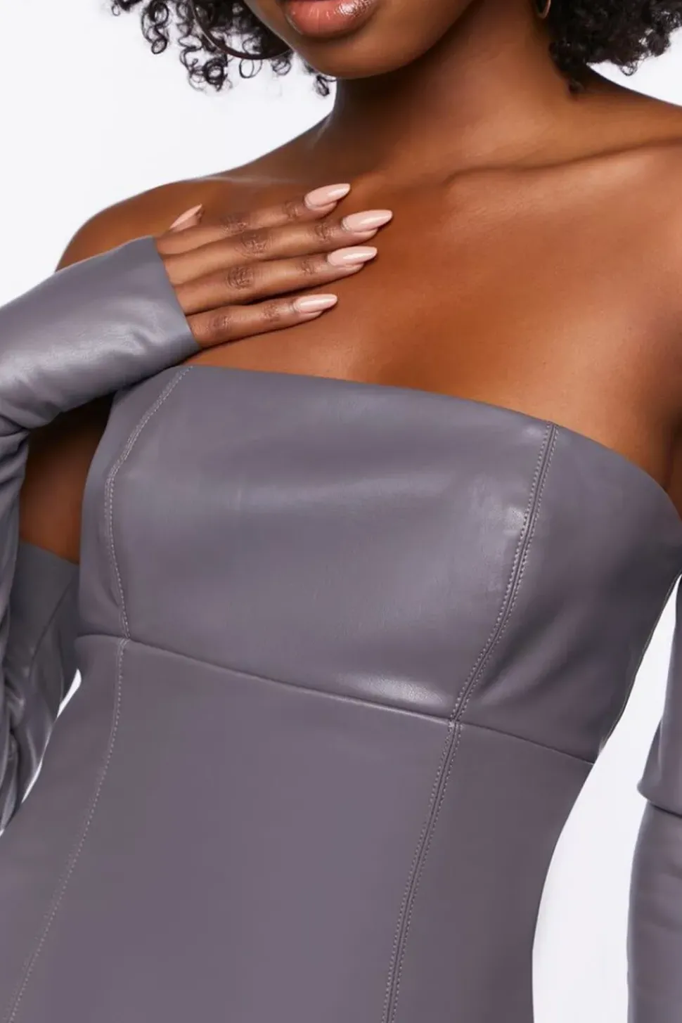 Faux Leather Tube Dress & Glove Set