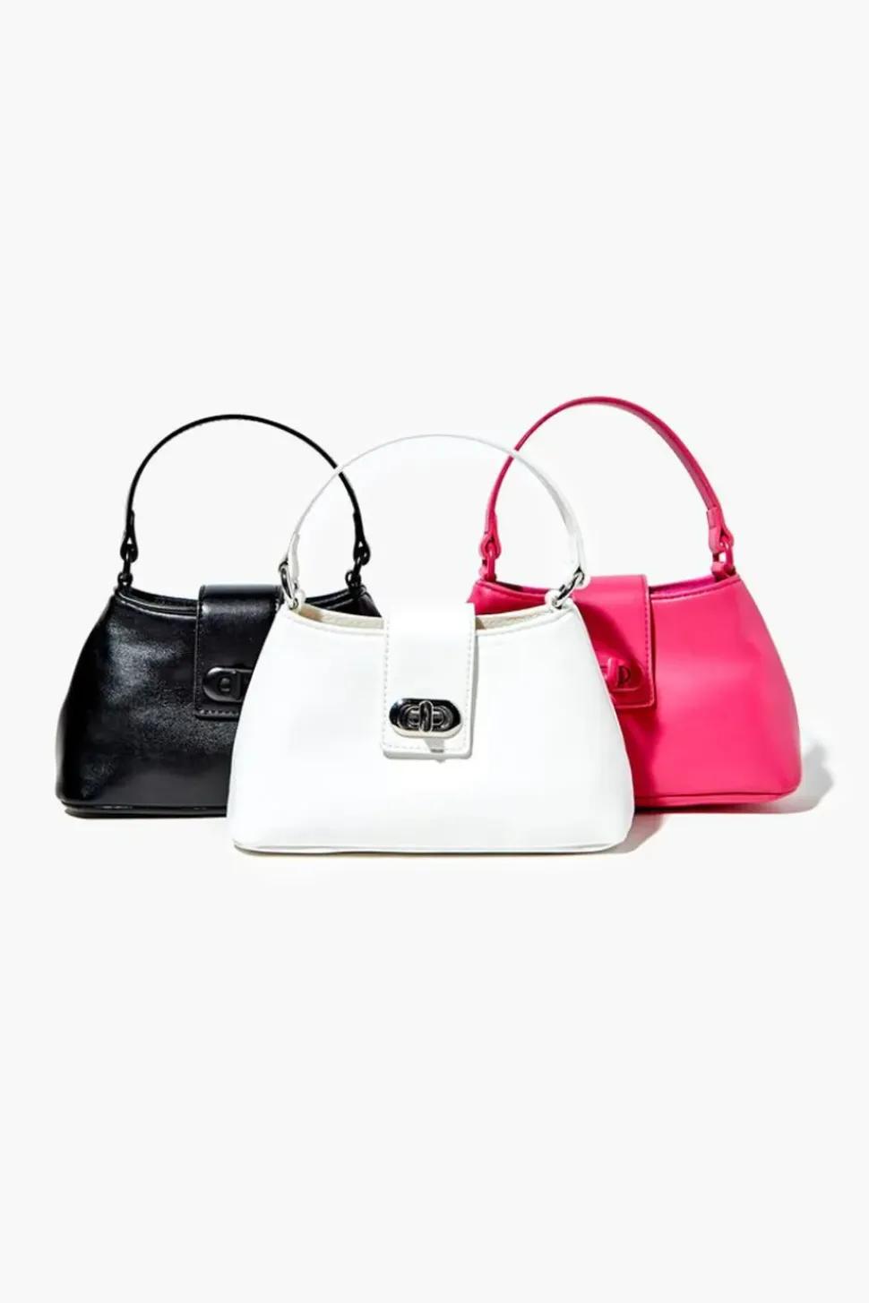 Faux Leather Twist-Lock Crossbody Bag