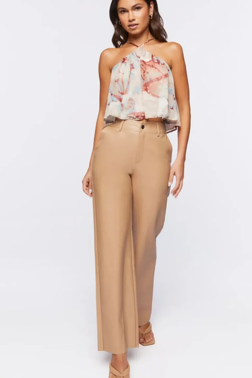 Faux Leather Wide-Leg Pants