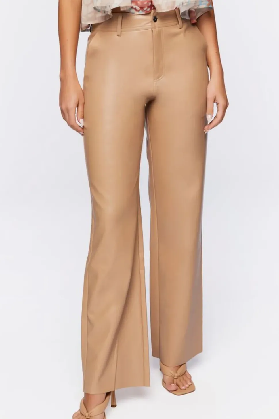 Faux Leather Wide-Leg Pants