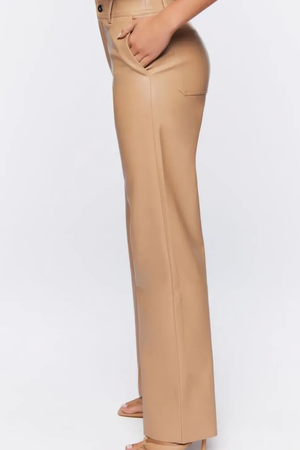 Faux Leather Wide-Leg Pants